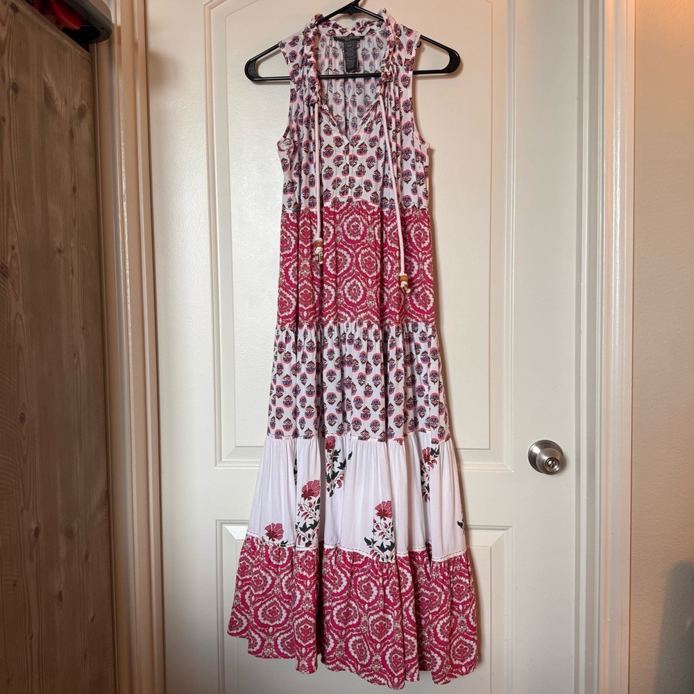 Chelsea & Theodore Floral Sleeveless Maxi Dress bohemian, fun & flirty, preppy